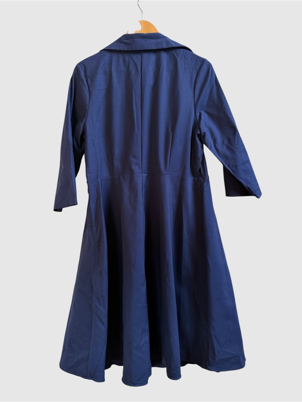 NWT Liza Luxe navy fit & flare dress peacock detail - Picture 3 of 8